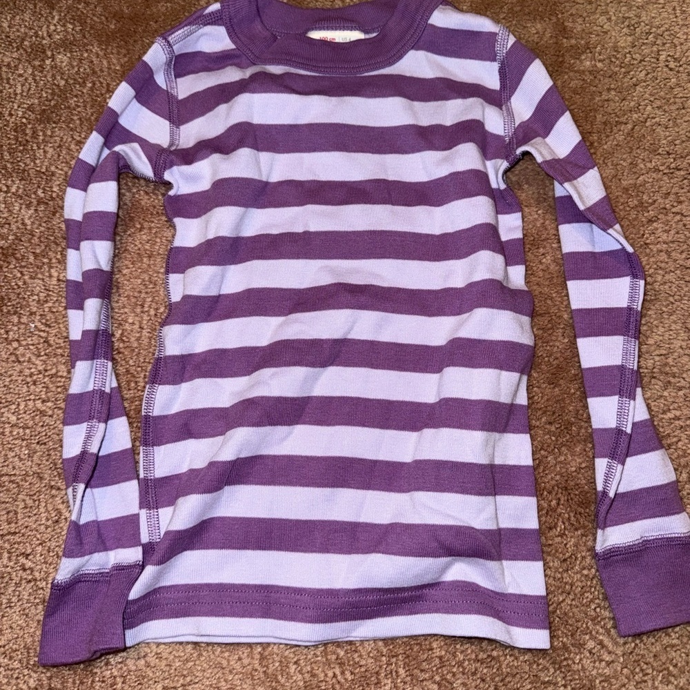 Hanna Andersson Lavender and Purple Striped Long Sleeve Tee
